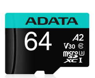 Karta pamięci Adata microSD 64GB 100MB/s AUSDX64GUI3V30SA2-RA1